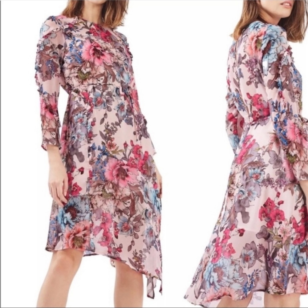 Topshop Asymmetrical Floral Dress